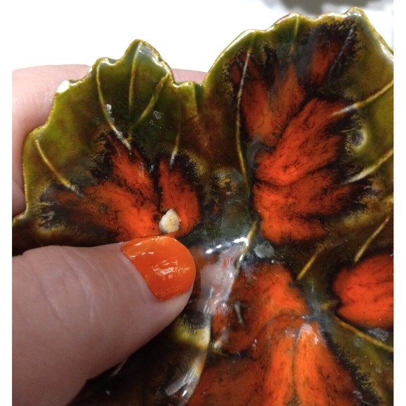 4 Fall Leaves Nesting Serve Dishes Vintage Hand Painted Glazed 1975 - Picture 5 of 8